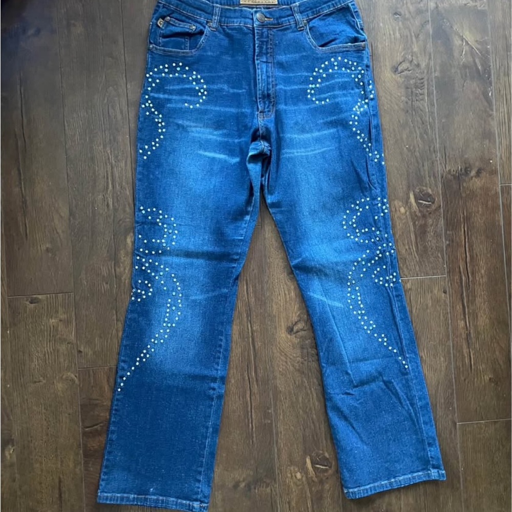 Vintage Y2K 2000s Embellished Denim Jeans. XL